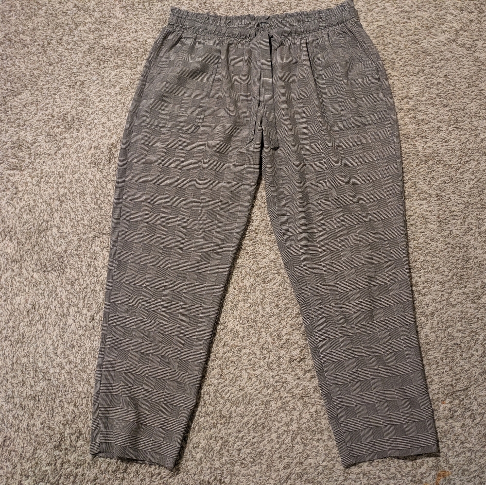 Soho Gray Glen Check Paperbag Waist Pants